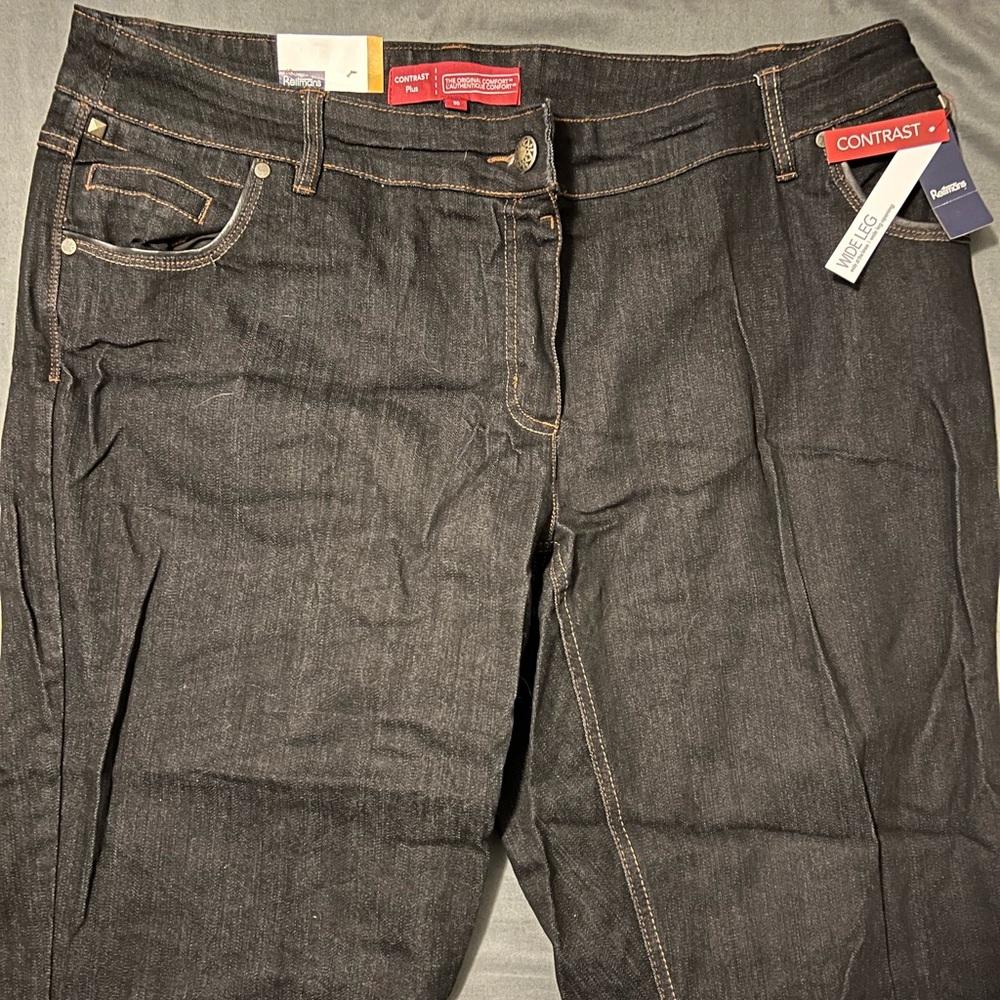 Wide leg dark denim jeans